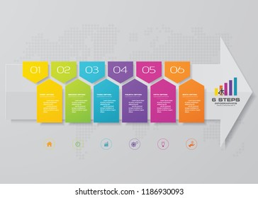 6 steps infographics element arrow template chart.