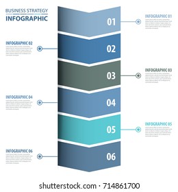 6 steps modern and clean Business Infographics, strategy, timeline, design template blue grey color tone graphic illustration. Vector eps10.