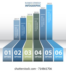 6 steps modern and clean Business Infographics, strategy, timeline, design template blue grey color tone graphic illustration. Vector eps10.