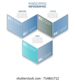 6 steps modern and clean Business Infographics, strategy, timeline, design template blue grey color tone graphic illustration. Vector eps10.