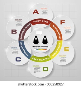 6 steps in modern design infographics diagram. Vector Illustration background.