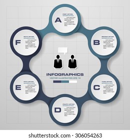 6 steps in modern design infographics diagram. Vector Illustration background.