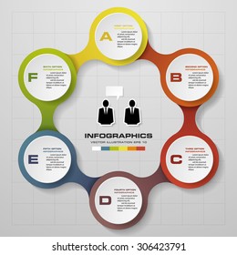 6 steps in modern design infographics diagram. Vector Illustration background.