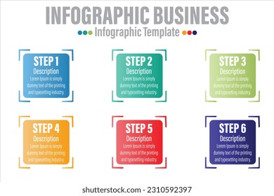 6 Pasos Moderno diagrama de línea de tiempo con infografía vectorial de presentación de flujo de trabajo. Plantilla de infografía para empresas.