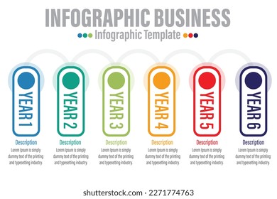 6 Steps Modern Timeline diagram with workflow presentation vector infographic. Infographic template for business. 