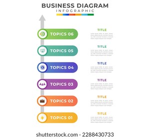 6 Steps Modern Timeline diagram with roadmap and icons, presentation vector infographic. Infographic template for business. 