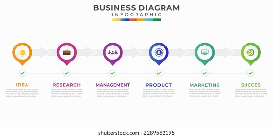 6 Steps modern Timeline diagram calendar with circle and topics,Presentation and business vector infographic template.