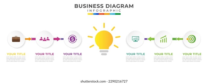 6 Steps Modern Timeline diagram with circle topic and icon business