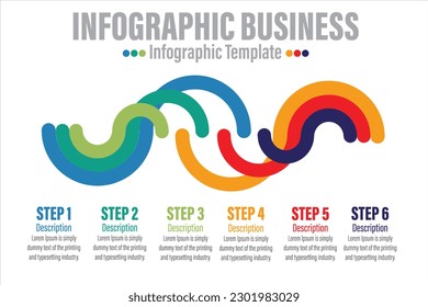 6 Steps Modern Timeline diagram with workflow presentation vector infographic. Infographic template for business.