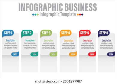 6 Steps, 6 Option Geometric shape with steps,options,processes or workflow.Business data visualization. Creative step infographic template for presentation,vector illustration.