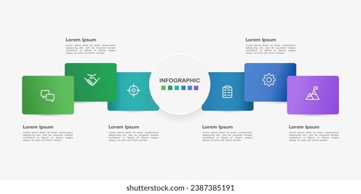 6 steps or options infographic overlap design template. Vector illustration.