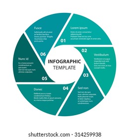 6 steps, options, processes, concepts of Circle infographic. Cycle chart and diagram. Infographic Template. Business concepts. Vector. EPS10. Illustration