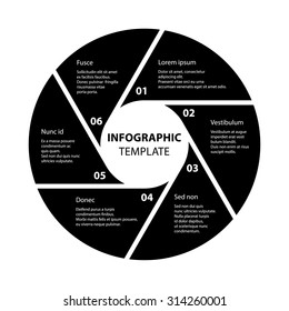 6 steps, options, processes, concepts of Circle infographic. Cycle chart and diagram. Infographic Template. Business concepts. Vector. EPS10. Illustration