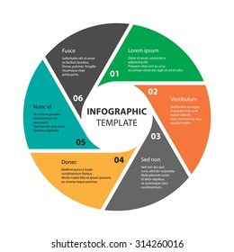 6 steps, options, processes, concepts of Circle infographic. Cycle chart and diagram. Infographic Template. Business concepts. Vector. EPS10. Illustration