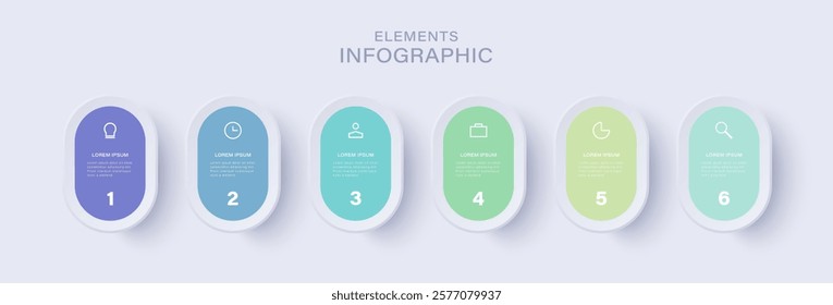 6 steps or options vector infographic design template.