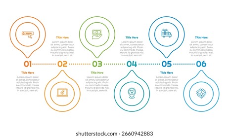 Elemento de infografía de 6 pasos. Diseño moderno y limpio para presentaciones, informes y Web