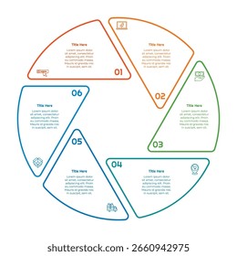 Elemento de infografía cuadrada de 6 pasos. Diseño moderno y limpio para presentaciones, informes y Web