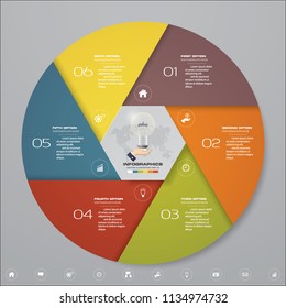 6 steps pie chart infographics elements.