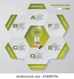 6 steps presentation template for sample text&data. graphic or website layout.