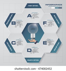 6 steps presentation template for sample text&data. graphic or website layout.