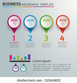6 Steps process business info graphics, light vector background, circles, gears 