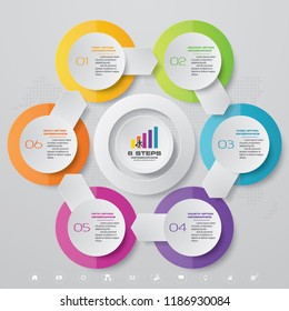 6 steps process infographics element for presentation.