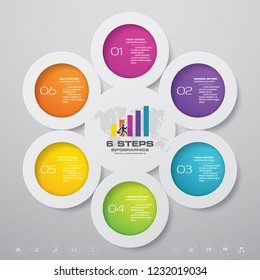 6 steps process infographics element for presentation.	
