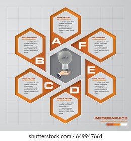 6 steps process. Simple&Editable abstract design element. Vector.
