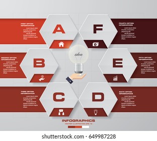 6 steps process. Simple&Editable abstract design element. Vector.