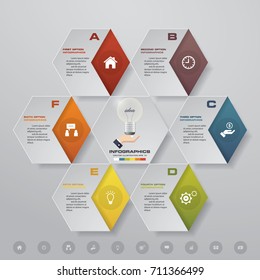 6 steps process. Simple&Editable abstract design element. Vector.