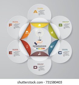 6 steps process. Simple&Editable abstract design element. Vector.