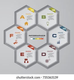 6 steps process. Simple&Editable abstract design element. Vector.
