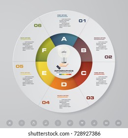 6 steps process. Simple&Editable circle chart infographic element. Vector.