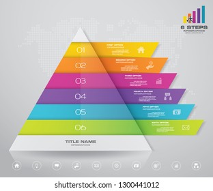 6 steps pyramid with free space for text on each level. infographics, presentations or advertising. EPS10.