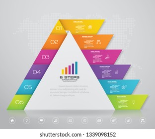 6 steps pyramid with free space for text on each level. infographics, presentations or advertising. EPS10.