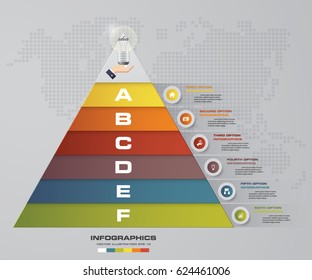 6 steps pyramid with free space for text on each level. infographics, presentations or advertising. EPS10.