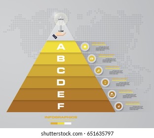 6 steps pyramid with free space for text on each level. infographics, presentations or advertising. EPS10.