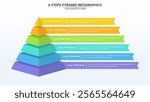 6 Steps Pyramid Infographic on a 16:9 Layout for Business Presentation, Poster, Banner and Booklet.