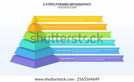 6 Steps Pyramid Infographic on a 16:9 Layout for Business Presentation, Poster, Banner and Booklet.