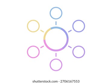 Plantilla de infografía radial de 6 pasos para presentación, Ilustración vectorial.