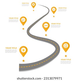 6 steps Roadmap diagram. Infographic template for business