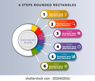 6 Steps Rounded Rectangles for Business Presentation