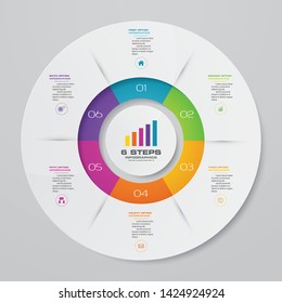6 steps simple&editable process chart infographics element. EPS 10.