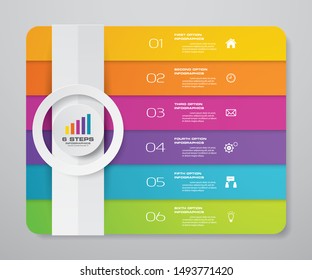 6 steps simple&editable process chart infographics element. EPS 10.