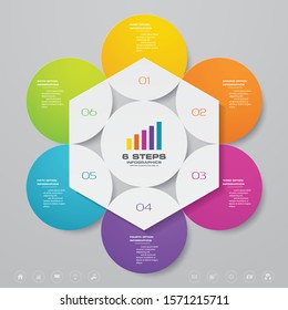 6 steps simple&editable process chart infographics element. EPS 10.