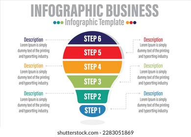 6 Steps or six 6 option Infographic template with lamp concept design for business presentation