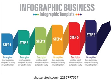 6 Pasos o Seis opciones Éxito infográfico del negocio de la plantilla de diseño de vectores de marketing