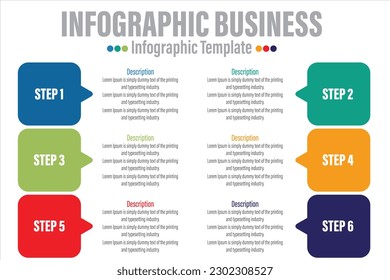 6 Steps, six 6 option Paper note shape elements with steps,road map,options,milestone,timeline,processes or workflow.Business data visualization.Creative step infographic template for presentation.