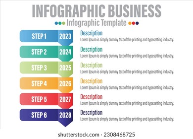 6 Steps, six 6 option Paper note shape elements with steps,road map,options,milestone,timeline,processes or workflow.Business data visualization.Creative step infographic template for presentation.