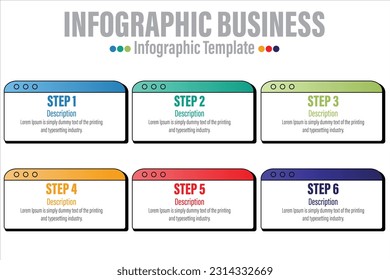 6 Steps, six 6 option Paper note shape elements with steps,road map,options,milestone,timeline,processes or workflow.Business data visualization.Creative step infographic template for presentation.